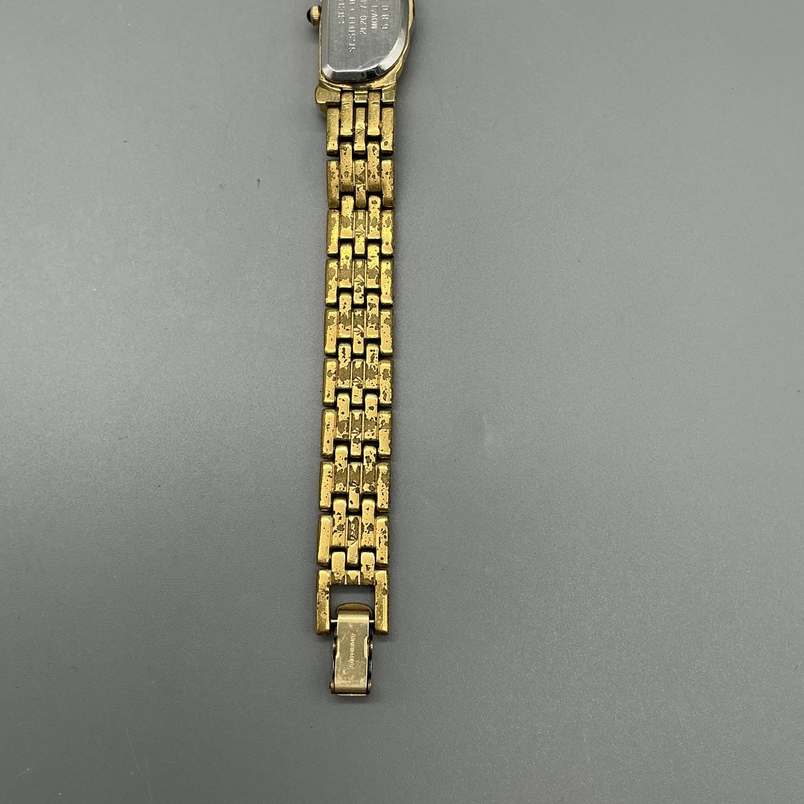 Vintage Seiko Womens Watch 14mm Half Moon Diamond 2E20-7309 New Battery 7.5″