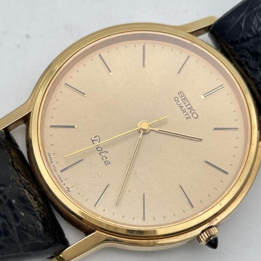 SEIKO Dolce 7731-7010 Gold Dial Quartz Mens Watch