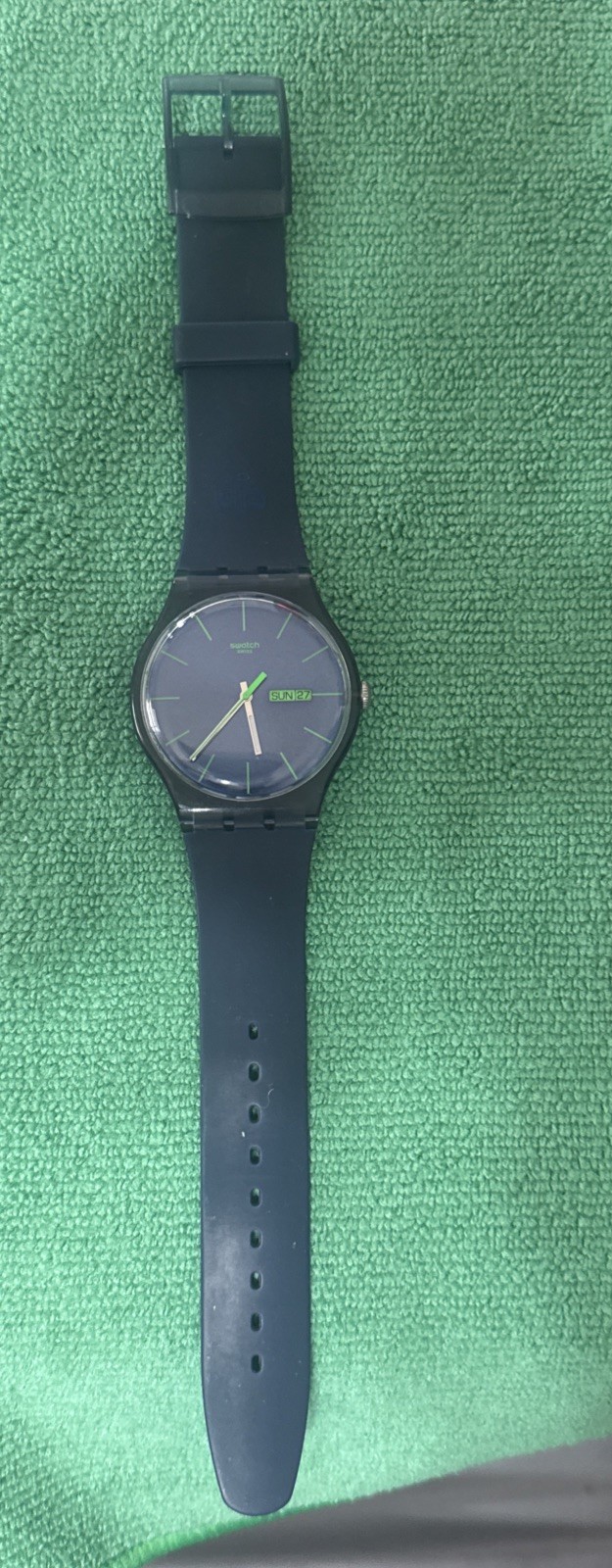 Swatch Turquoise Neon Green Rebel Watch SR1130SW with London badge see photos