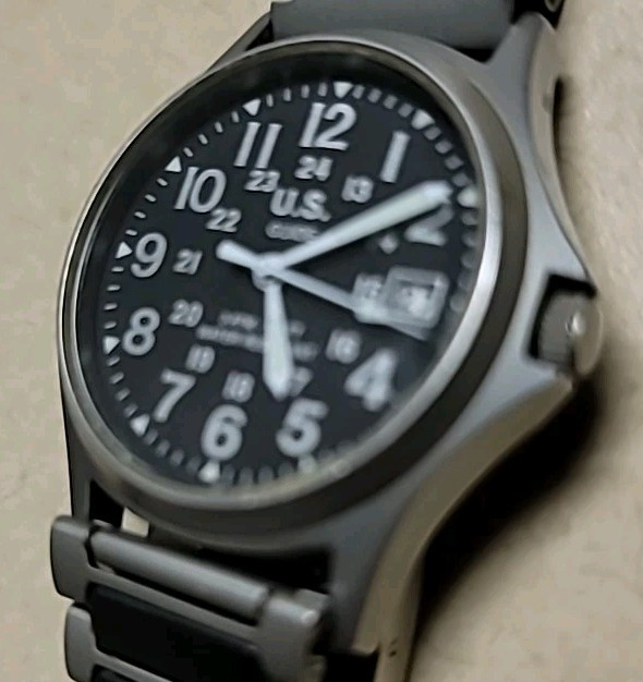 U.S.GUIDE Military Watch 24 hr Stainless and black case, metal Band 32mm Face