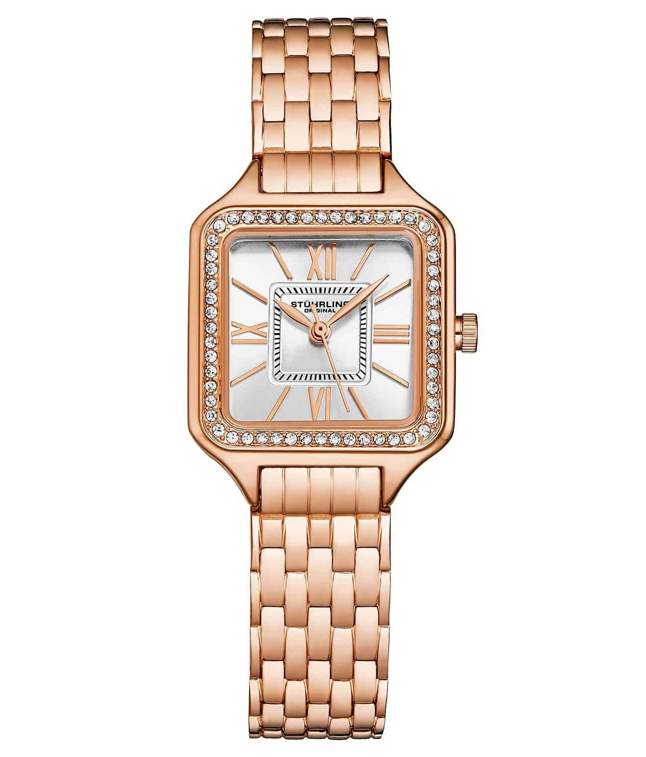 NEW Stührling 4020.3 Original Confidant Square Rose Gold Tone Ladies Watch Boxed