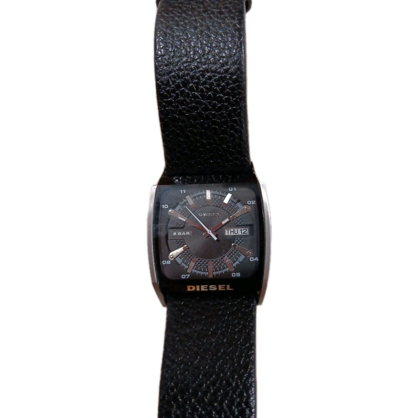 Diesel DZ-1294 Analog Rectangular Black Leather Band Watch