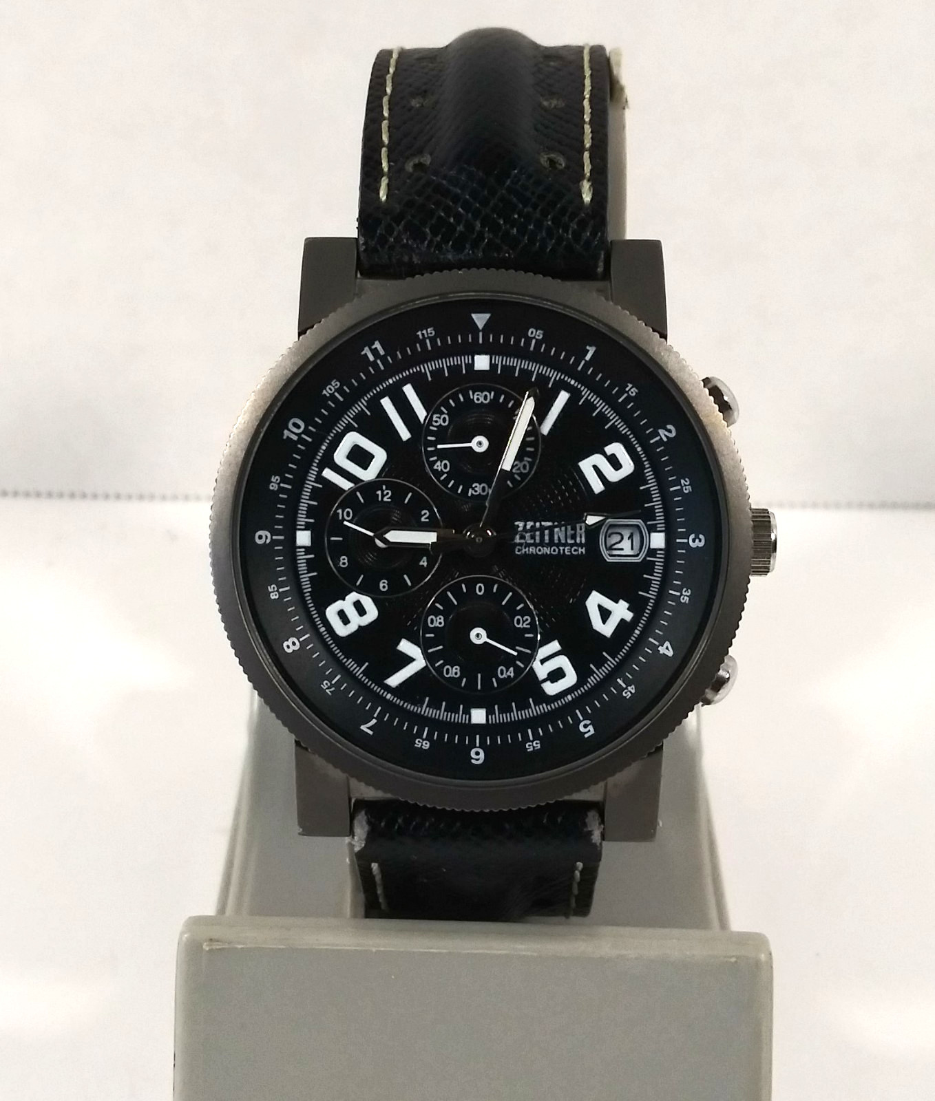VTG Zeitner Chronotech Gun Metal Stainless Steel 37.7mm 31527 New Battery Read