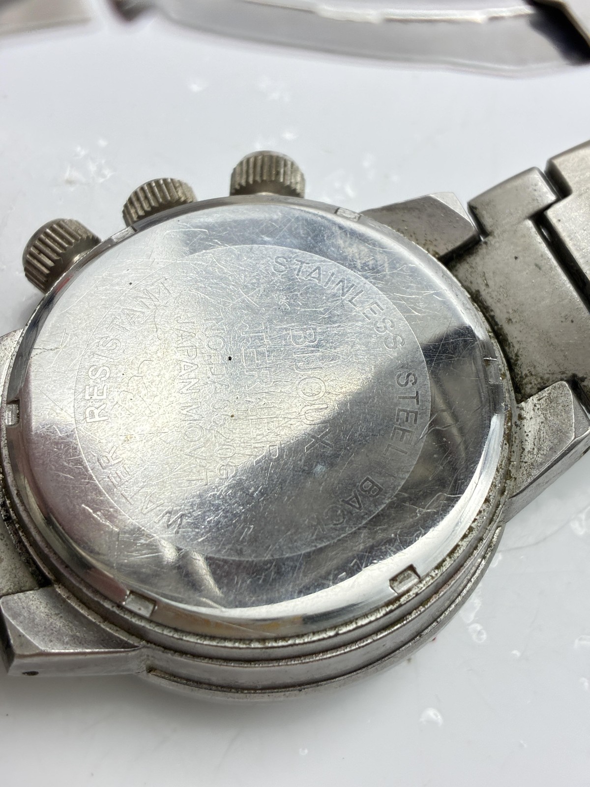 Bijoux Terner Watch Mens Black Dial Silver Bracelet Diver Quartz Japan Movt