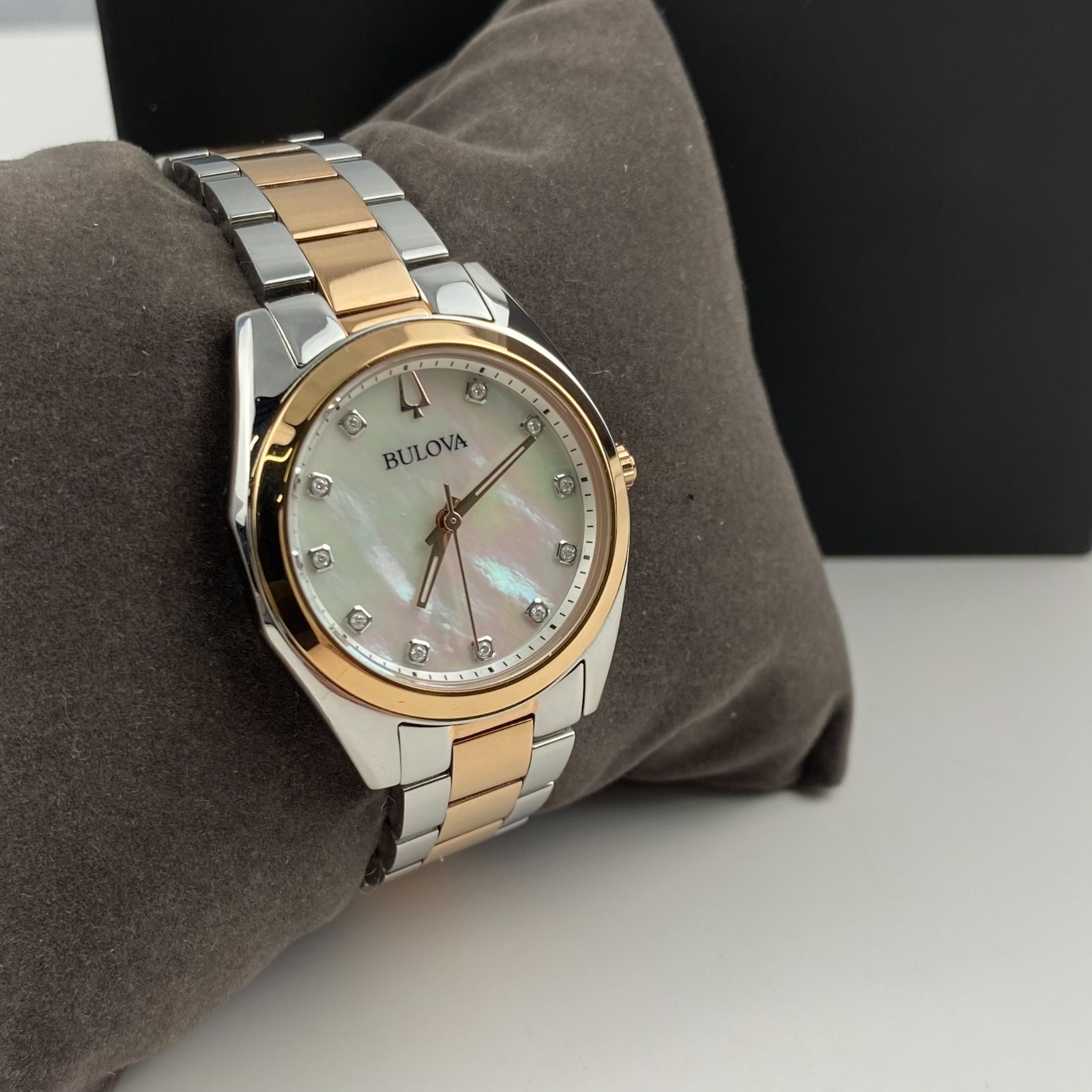 Bulova Surveyor 98P207 Women’s Watch Mother of Pearl White Dial Rose Gold