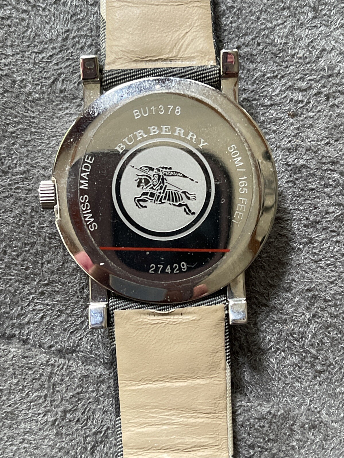 Burberry BU1378 City Nova Check Stainless Steel Unisex Swiss Watch Rare 38mm