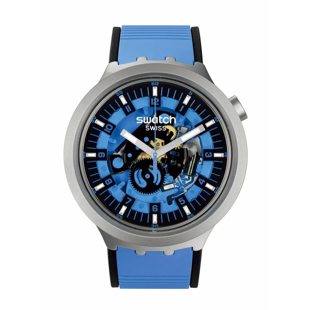 Swatch BIG BOLD IRONY BLUE DAZE SB07S106 Quartz Men’s Watch 47mm Stainless