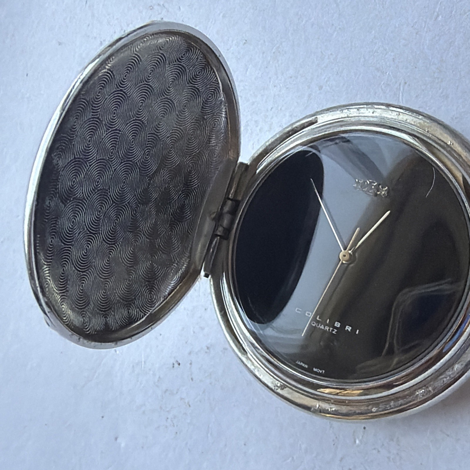 AY54 Colibri Quartz Pocket Watch SulverTone Arabic Numerals Polished New Battery