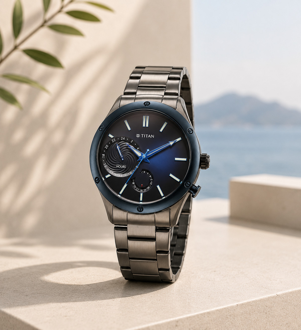 Titan Stellar Regalia Protostar Blue Dial Grey Steel Automatic Mens Watch