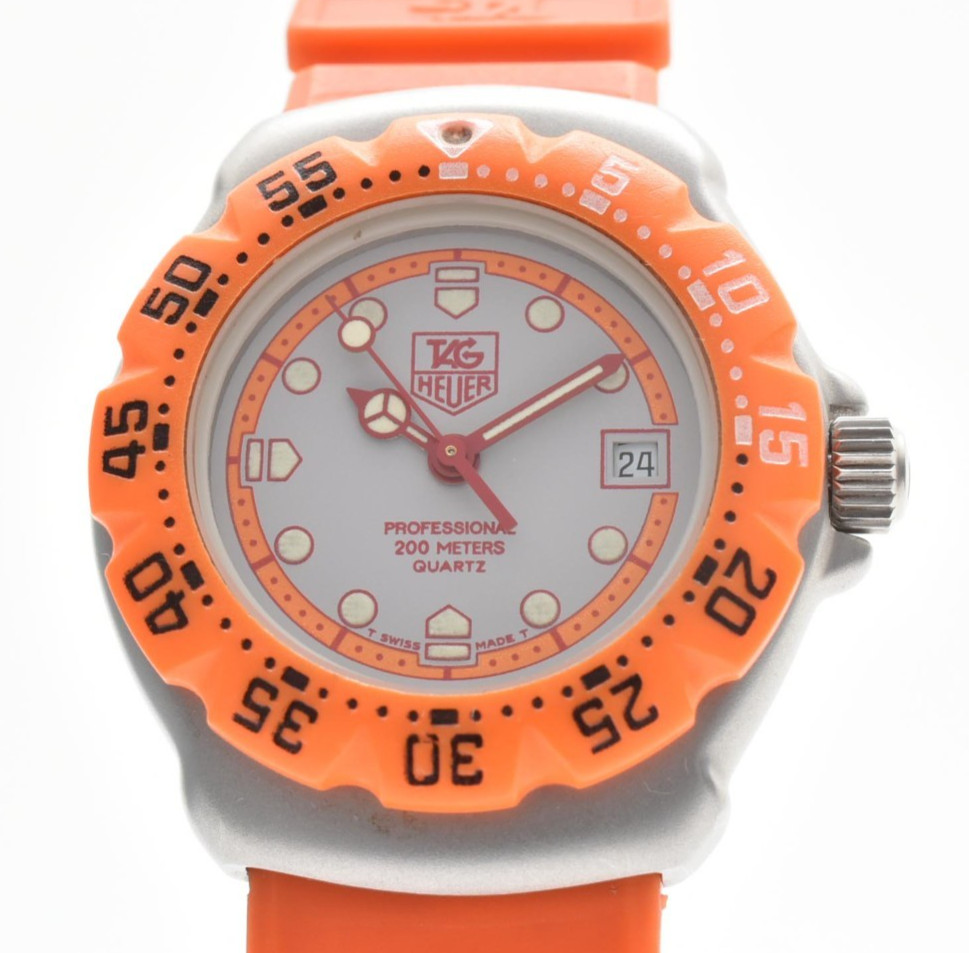 [ Exc+5 ] Vintage TAG HEUER 373.508 Formula 1 Orange Date Quartz Ladies Watch