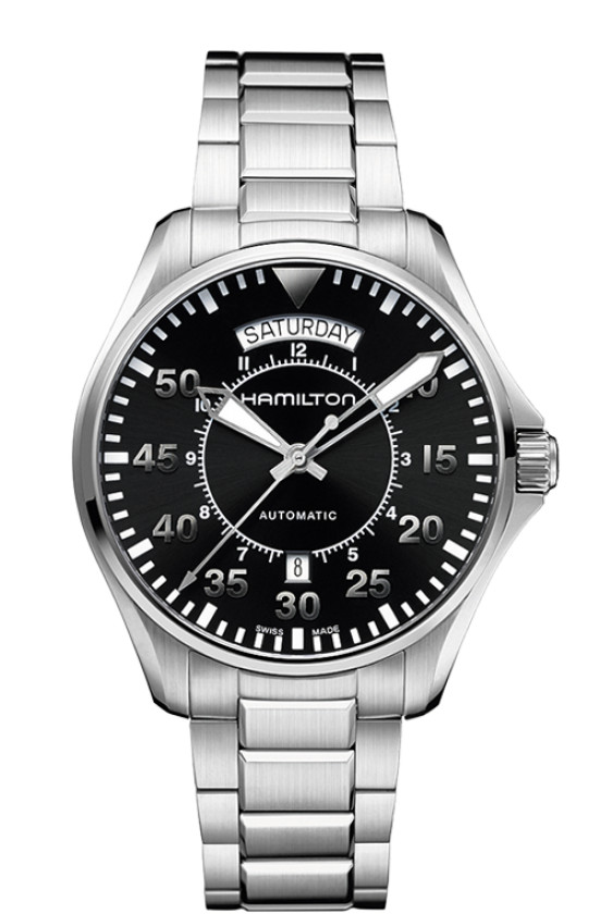 New Hamilton Khaki Aviation Pilot Auto ST Steel Black Dial Men’s Watch H64615135