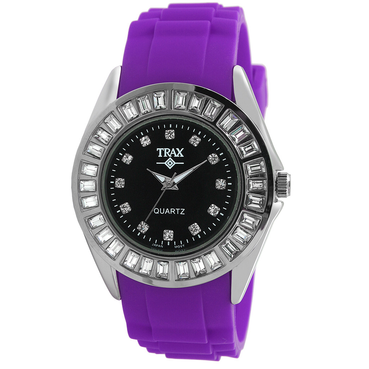 Women’s Rox Crystal Bezel Watch with Rubber Silicone Band by Trax