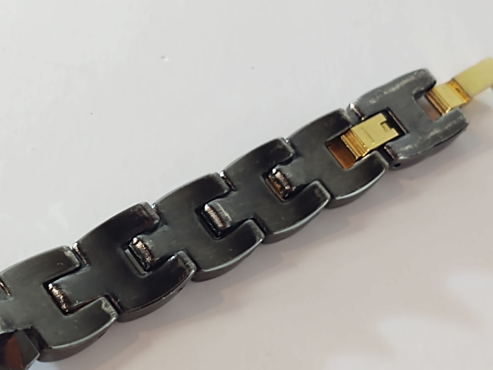 Womens LA Express Watch Black Dial Black & Gold Bezel & Band Show Wear