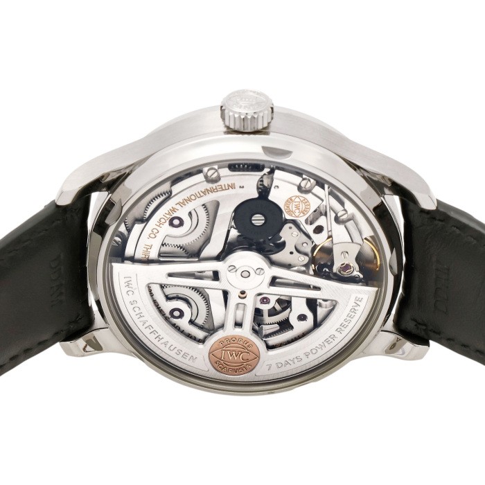 IWC Portugieser IW500704 Stainless Steel Leather 42.3mm Silver Dial #YKW488