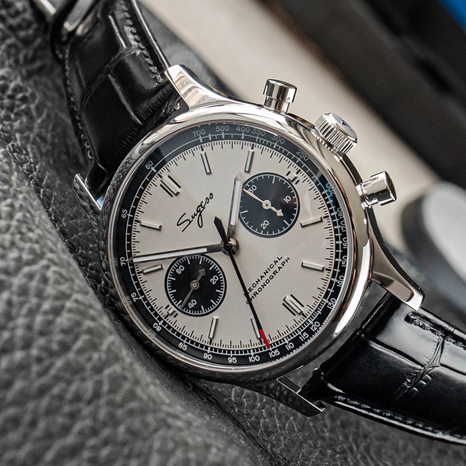 Sugess Chrono Heritage SWANNECK Panda Dial Chrono Watch SEAGULL 1963 SUPANK002SN