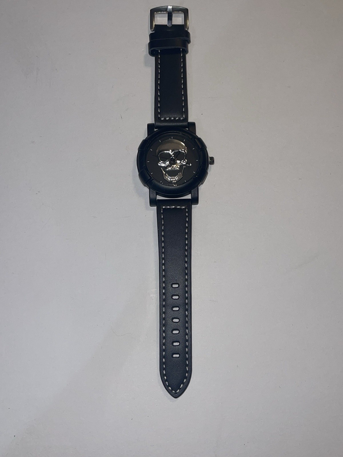 Black Skull Face Watch | Gothic Alternative Punk Style | Faux Leather Strap