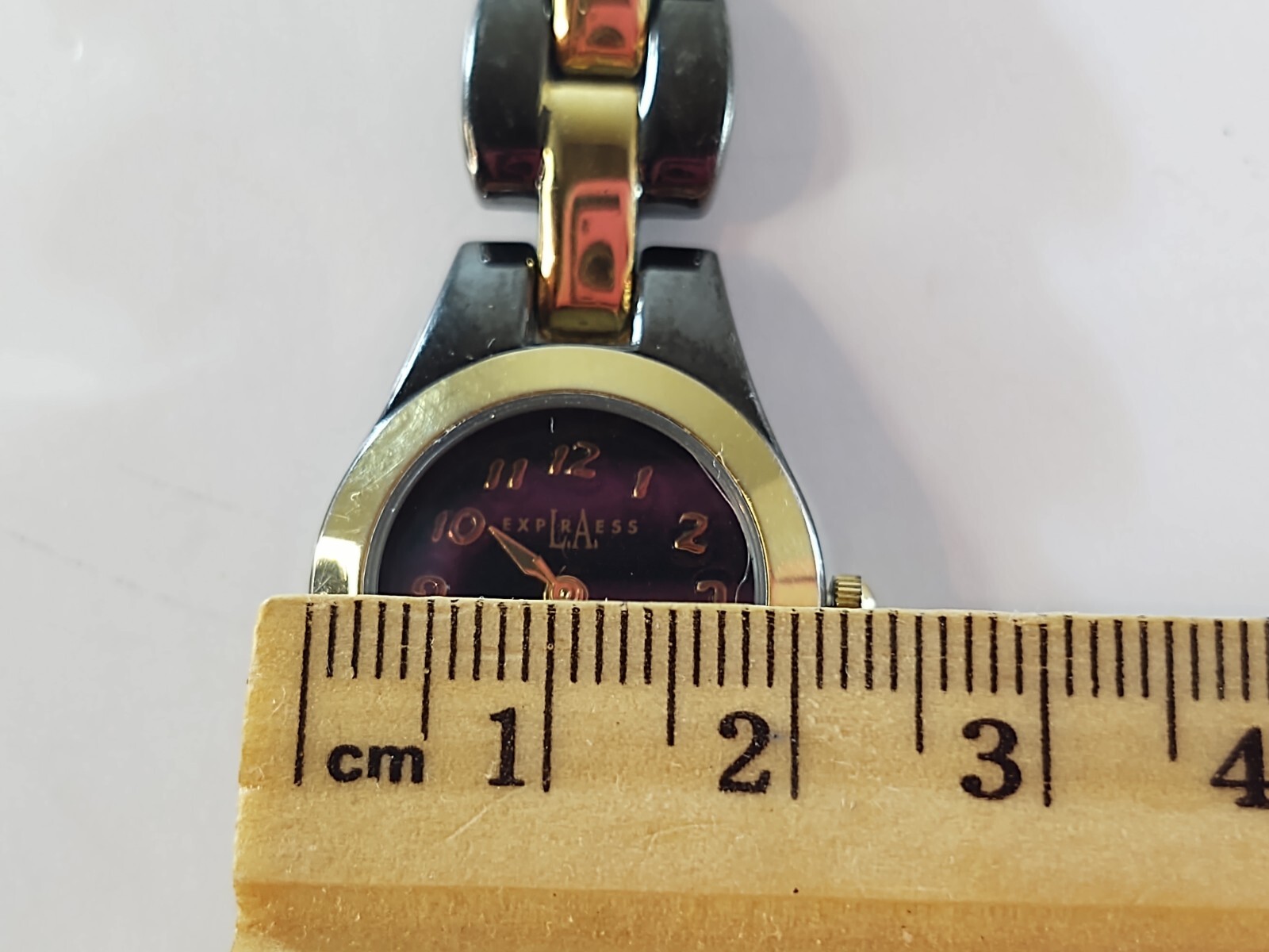 Womens LA Express Watch Black Dial Black & Gold Bezel & Band Show Wear