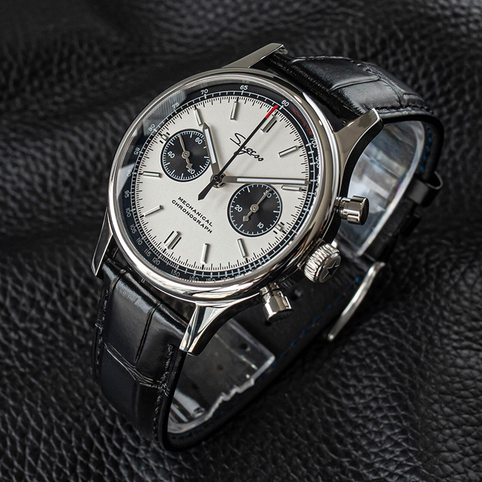 Sugess Chrono Heritage SWANNECK Panda Dial Chrono Watch SEAGULL 1963 SUPANK002SN