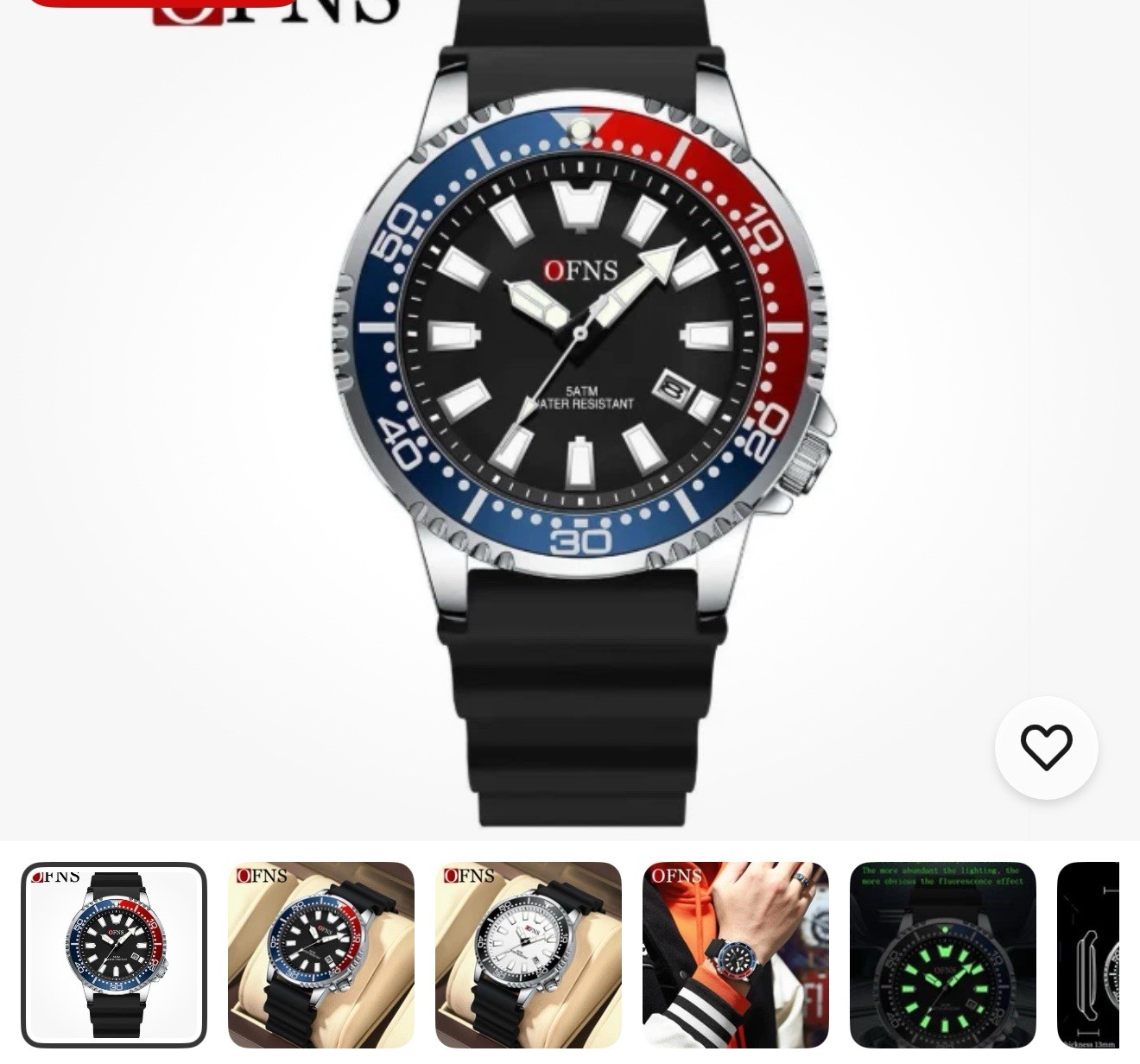 OFNS 8033 Men’s Quartz Watch – Waterproof, Luminous Dial, Calendar, Silicone Str