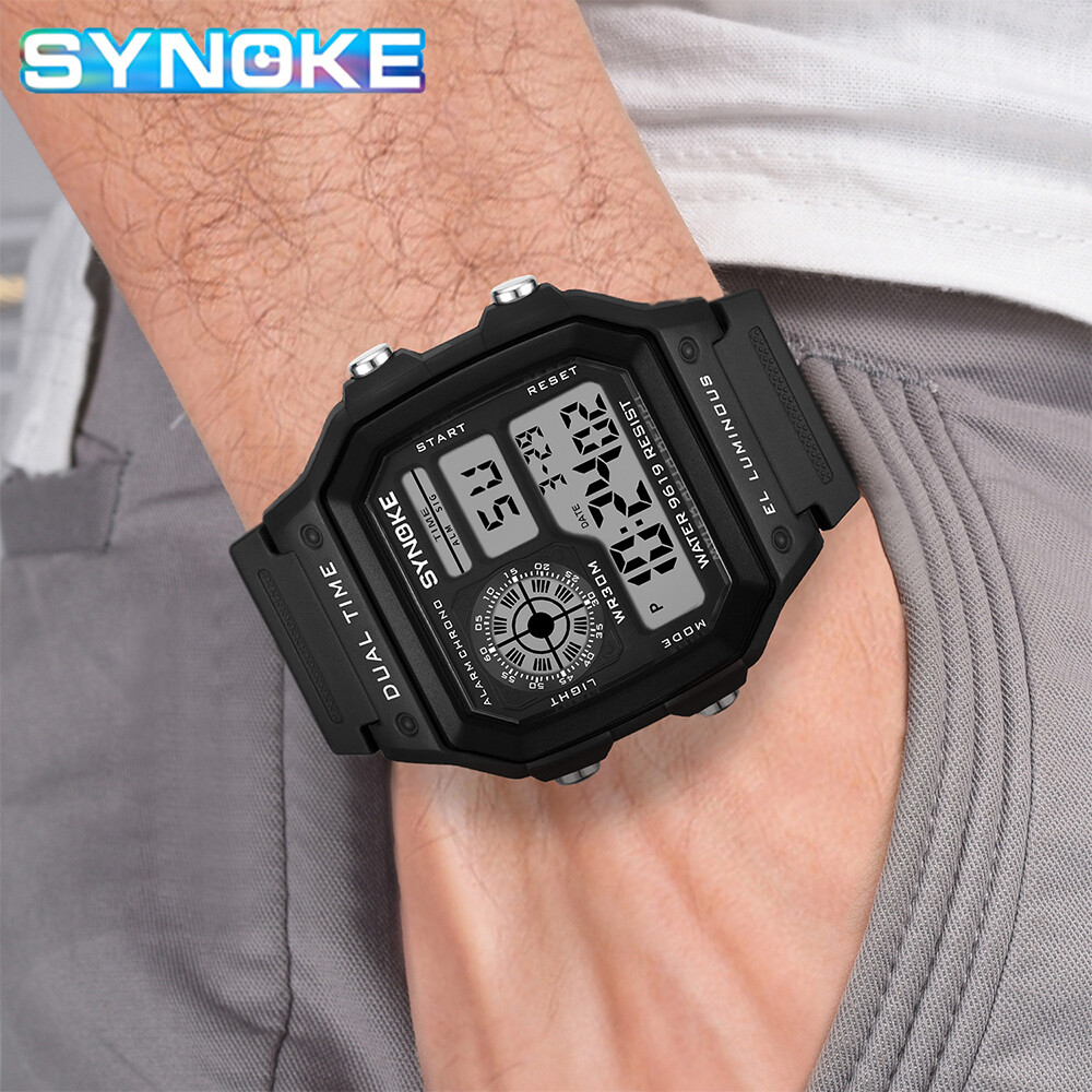 SYNOKE Mens Digital Watch Waterproof Multifunction Fashion Casual Wristwatch