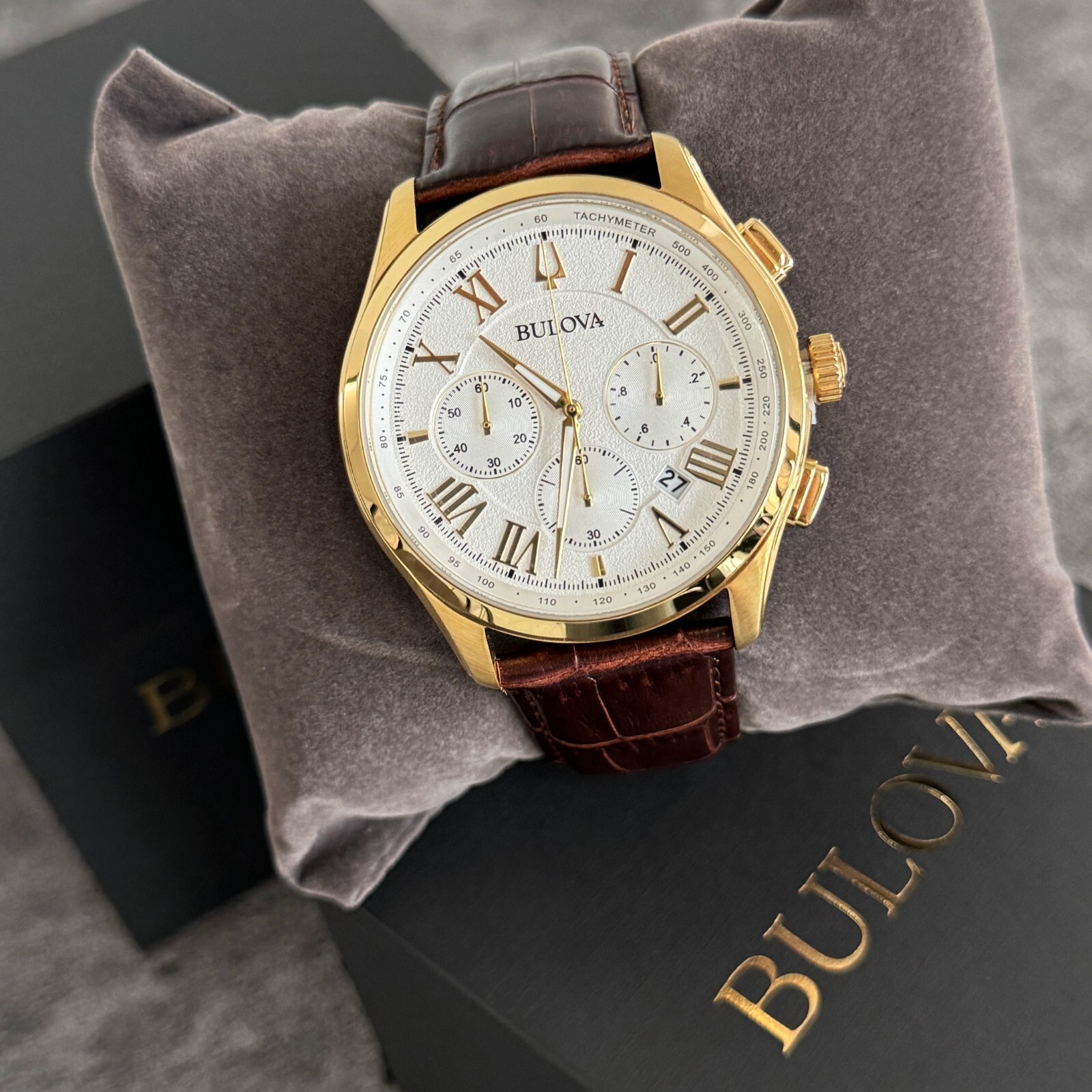 Bulova Men’s Wilton Classic White Textured Dial Chronograph Watch 97B169