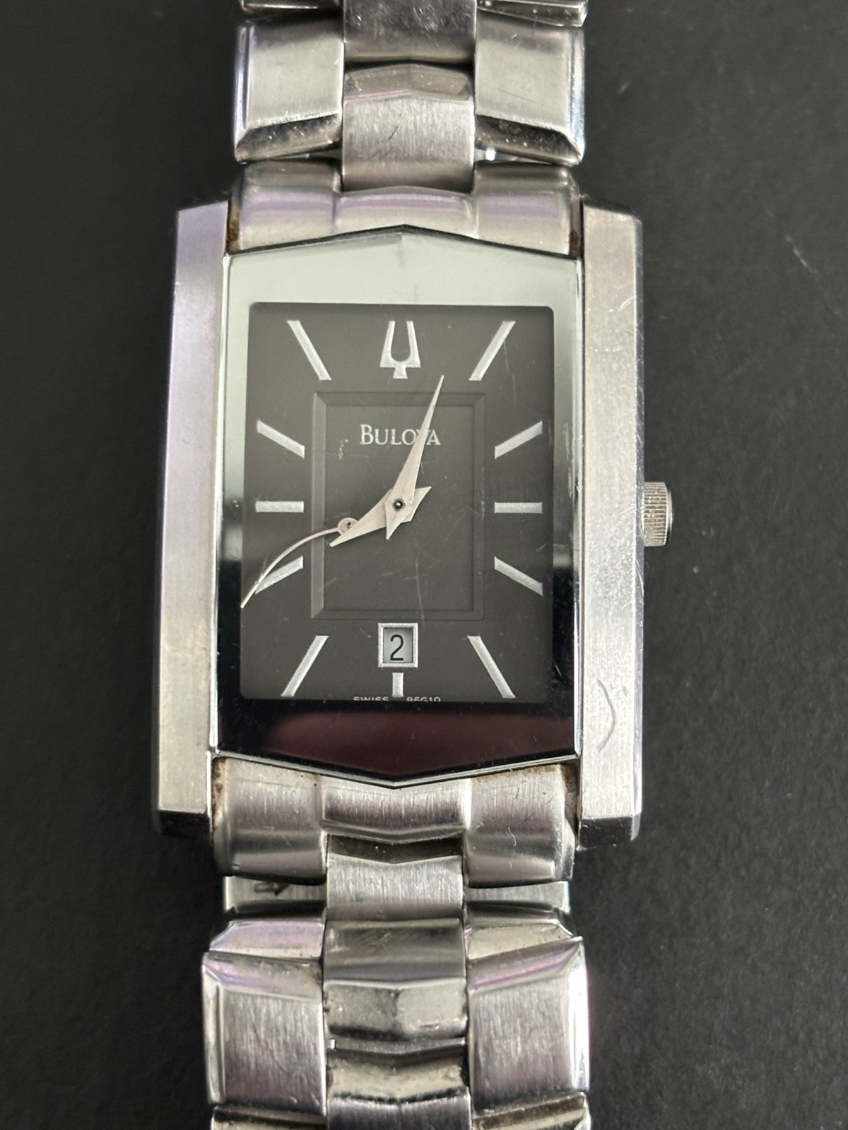 Bulova 96G10 Men’s Tank Watch Rectangular 26MM with Original Band, needs repair