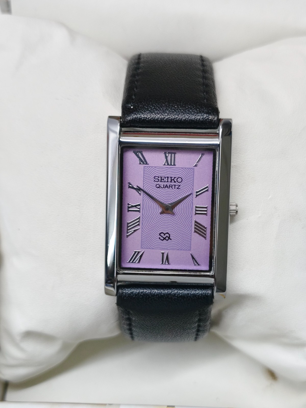 Vintage Refurbished Seiko Slim Tank Purple Quartz Japan Men s Wrist Watch