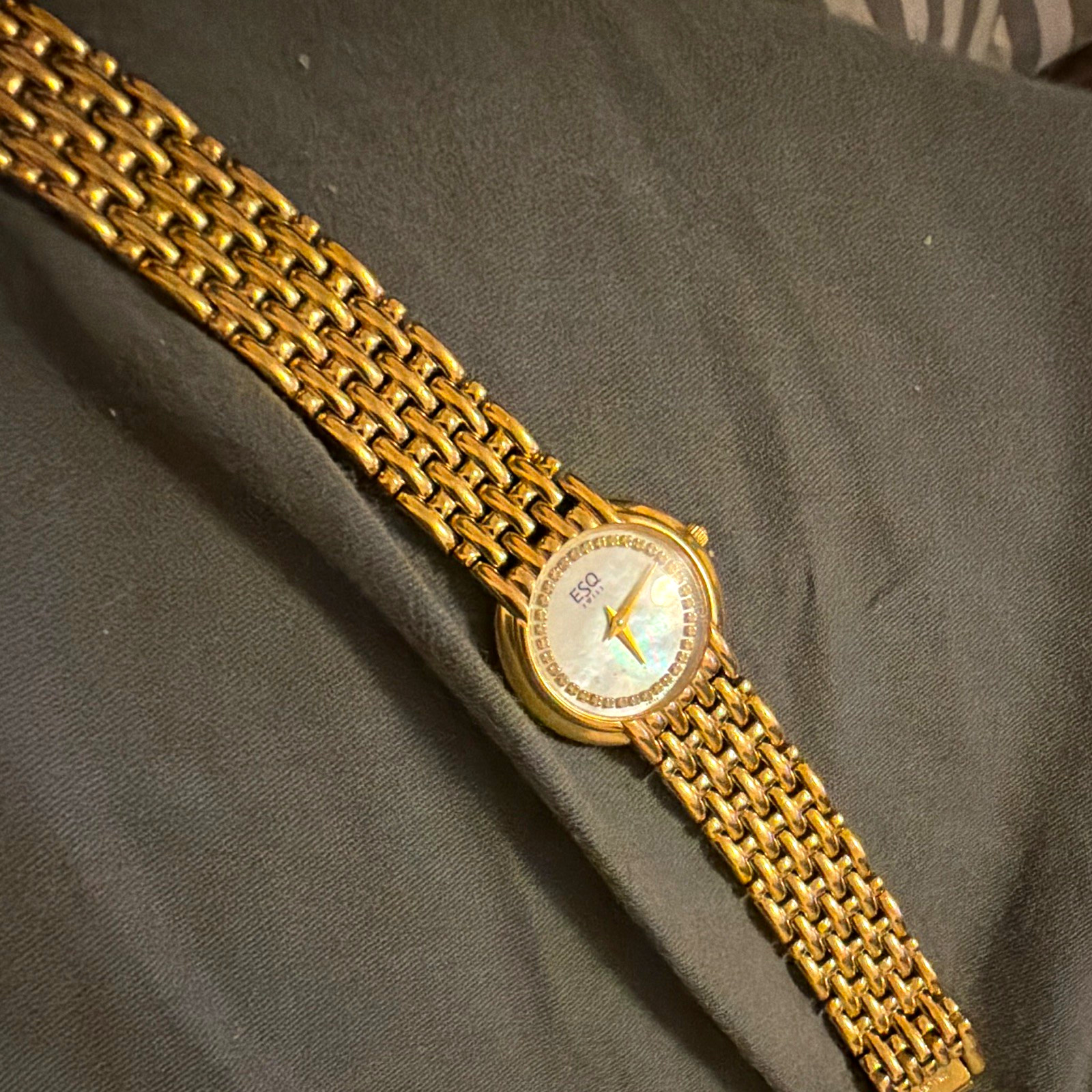 ESQ Women’s Quartz Analog Mother of Pearl Dial Gold Tone Bracelet Watch