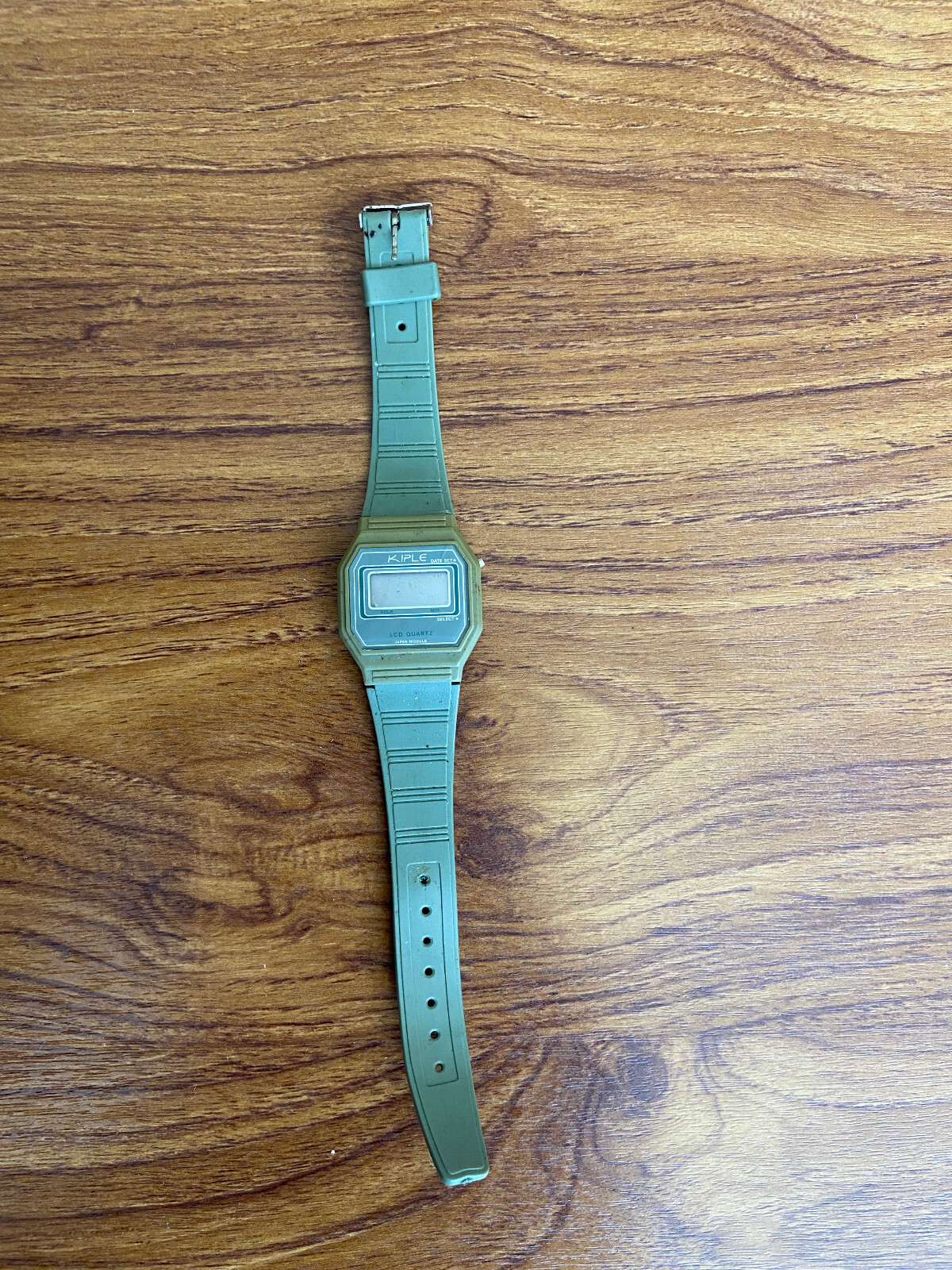 vintage kiple green digital digital watch japan module 1980s plastic khaki
