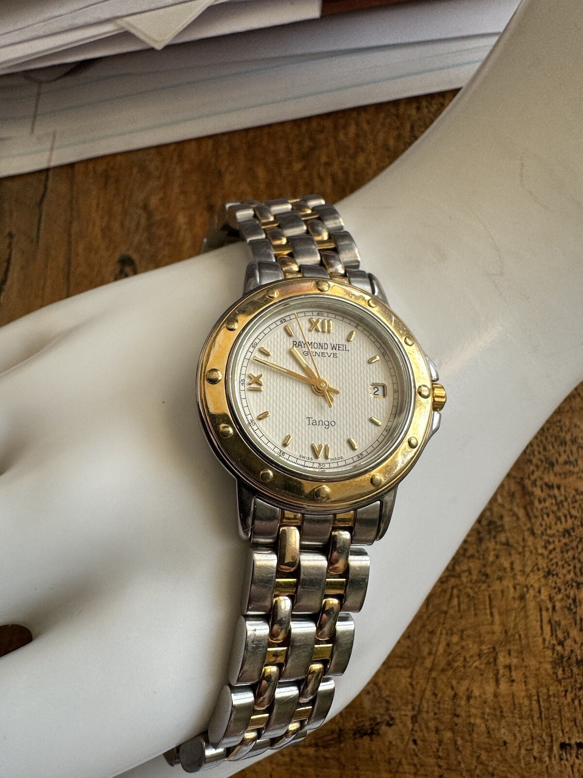 Women’s Raymond Weil Tango 5360 Gold Stainless Diamond Bezel Cream Dial Watch