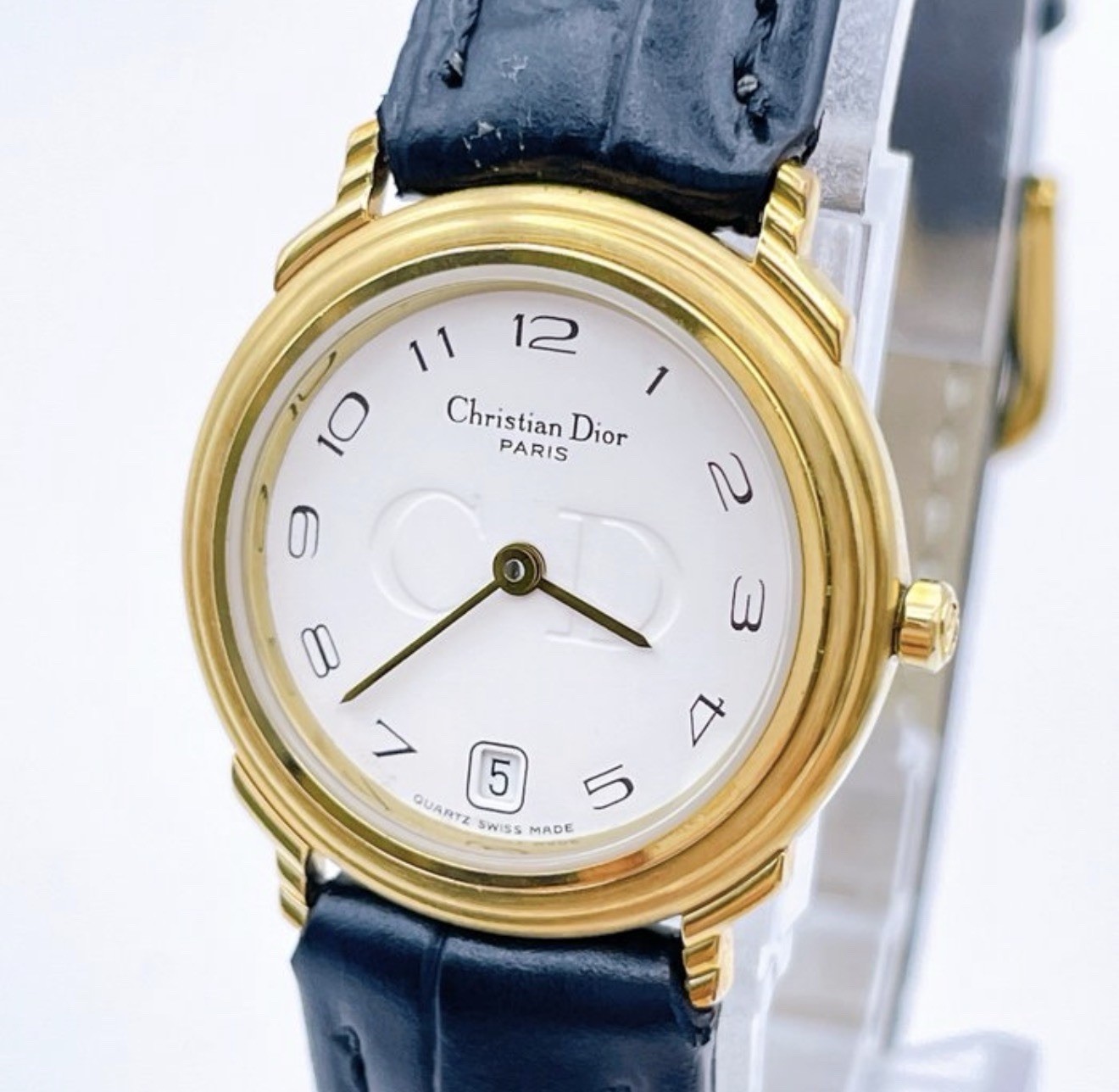 [Near MINT] Christian Dior 48.122.2 Analog 25mm White Dial Quartz Women Watch