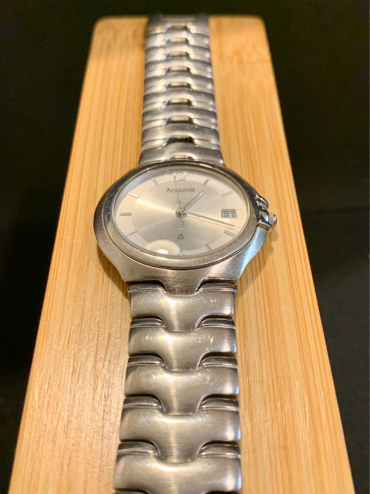 Accurist Men’s Watch 36mm Silver Dial Date Window Original Bracelet Working