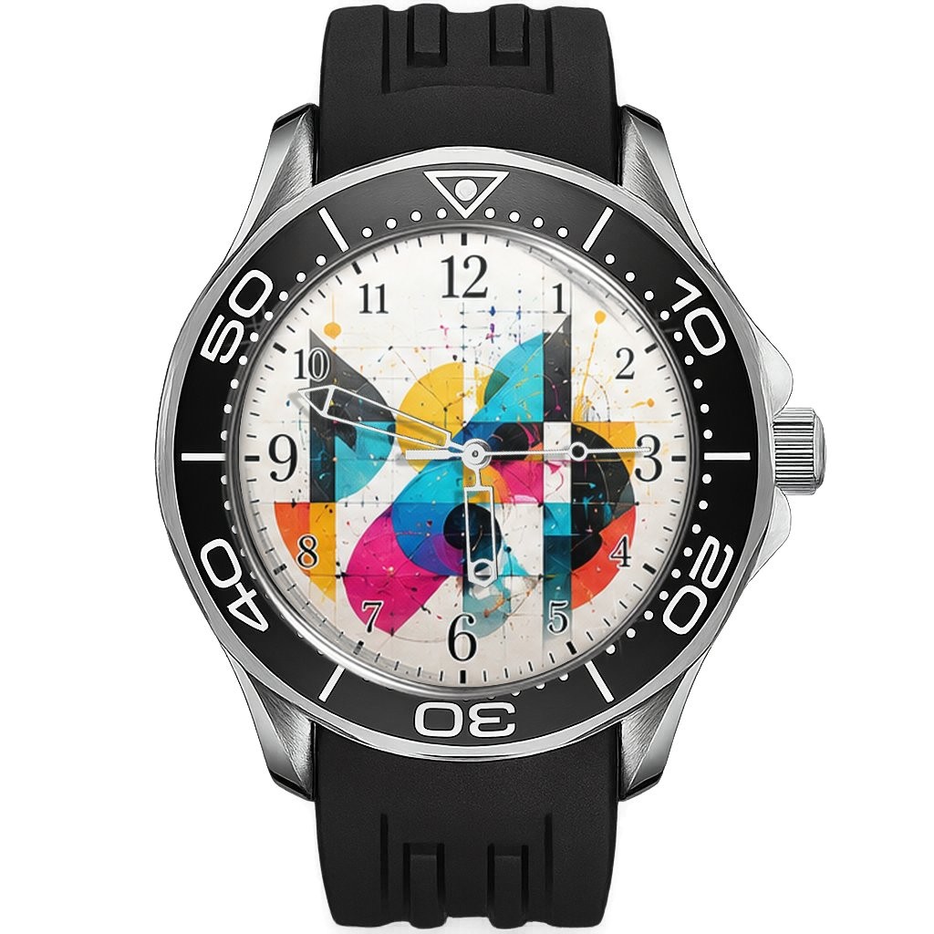 Geometric Abstract Wrist Watch Modern Artistic Color Design Sport Stlye