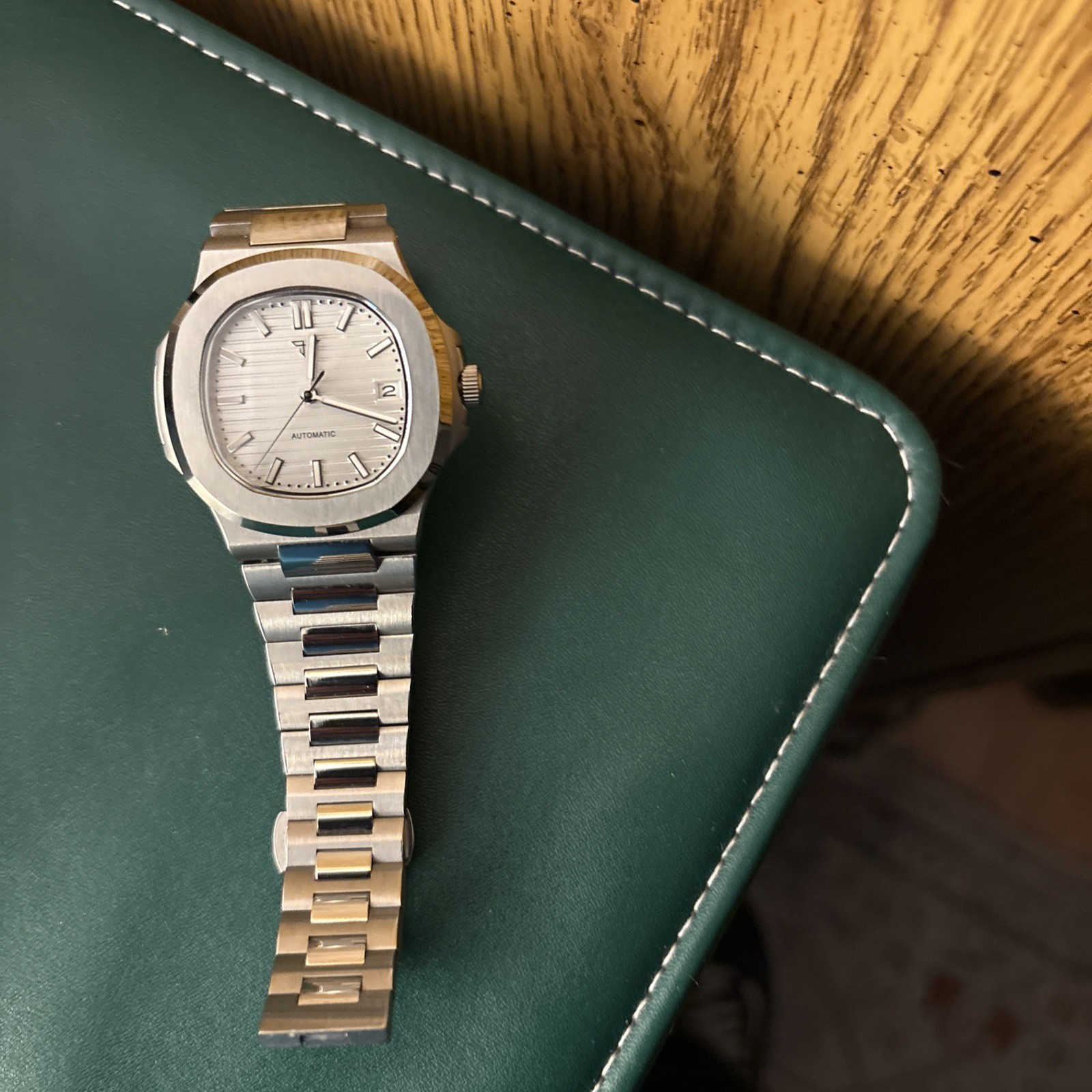 Tandorio 40mm White Square Sapphire NH35 10ATM Automatic Watch… Box And Links