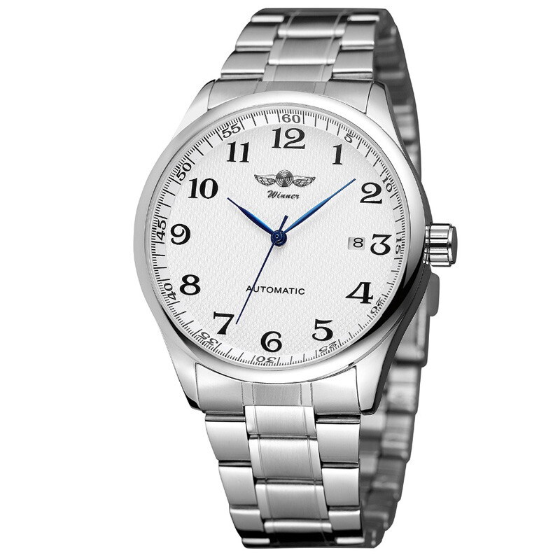 Casual Mens Automatic Mechanical Watch Leather&Stainless Strap Self-winding Gift