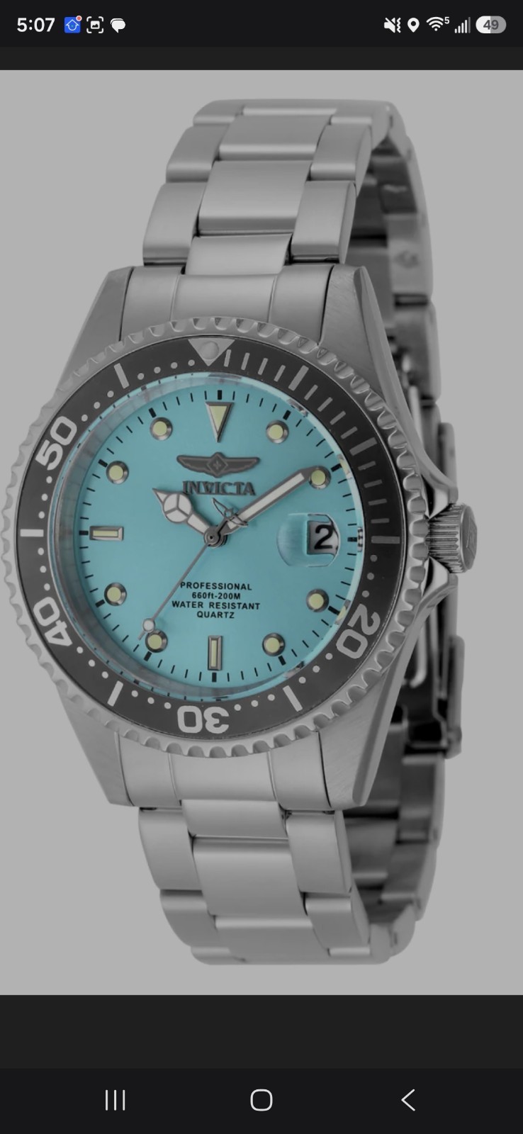 48726 – Invicta Pro Diver 37.5mm Mens Watch Turquoise Dial New In The Box