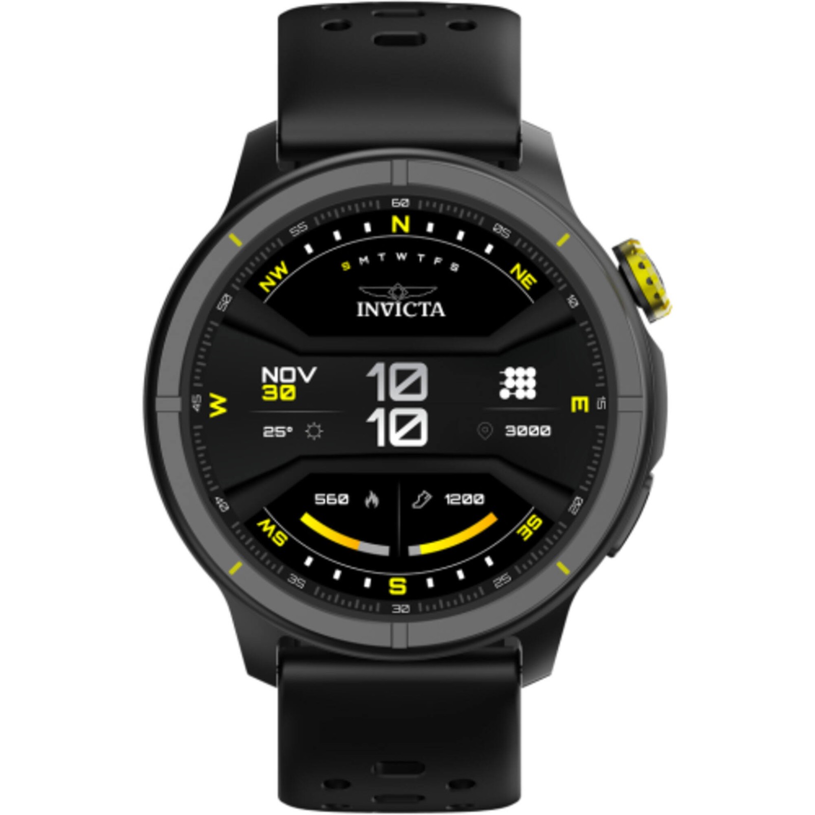 Invicta Unisex Watch Compass Day-Date Black Dial Silicone Rubber Strap ITECH-005