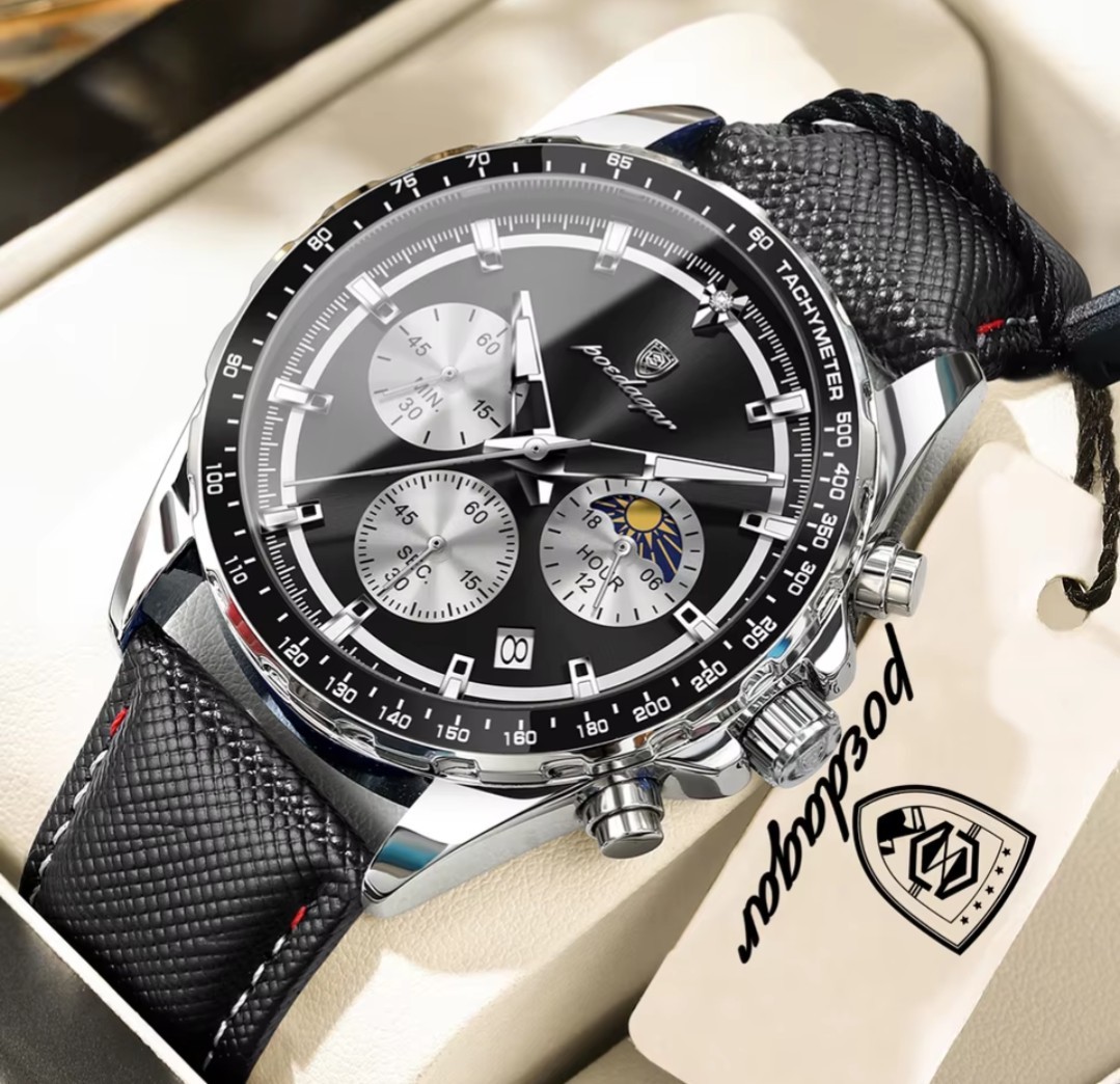 POEDAGAR Original Fashion Men Luminous Waterproof Chronograph Date…