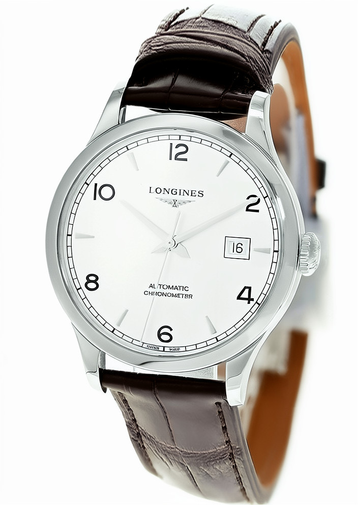 Longines Record 40MM Silver Dial Leather Men’s Watch L28214762 / L2.821.4.76.2