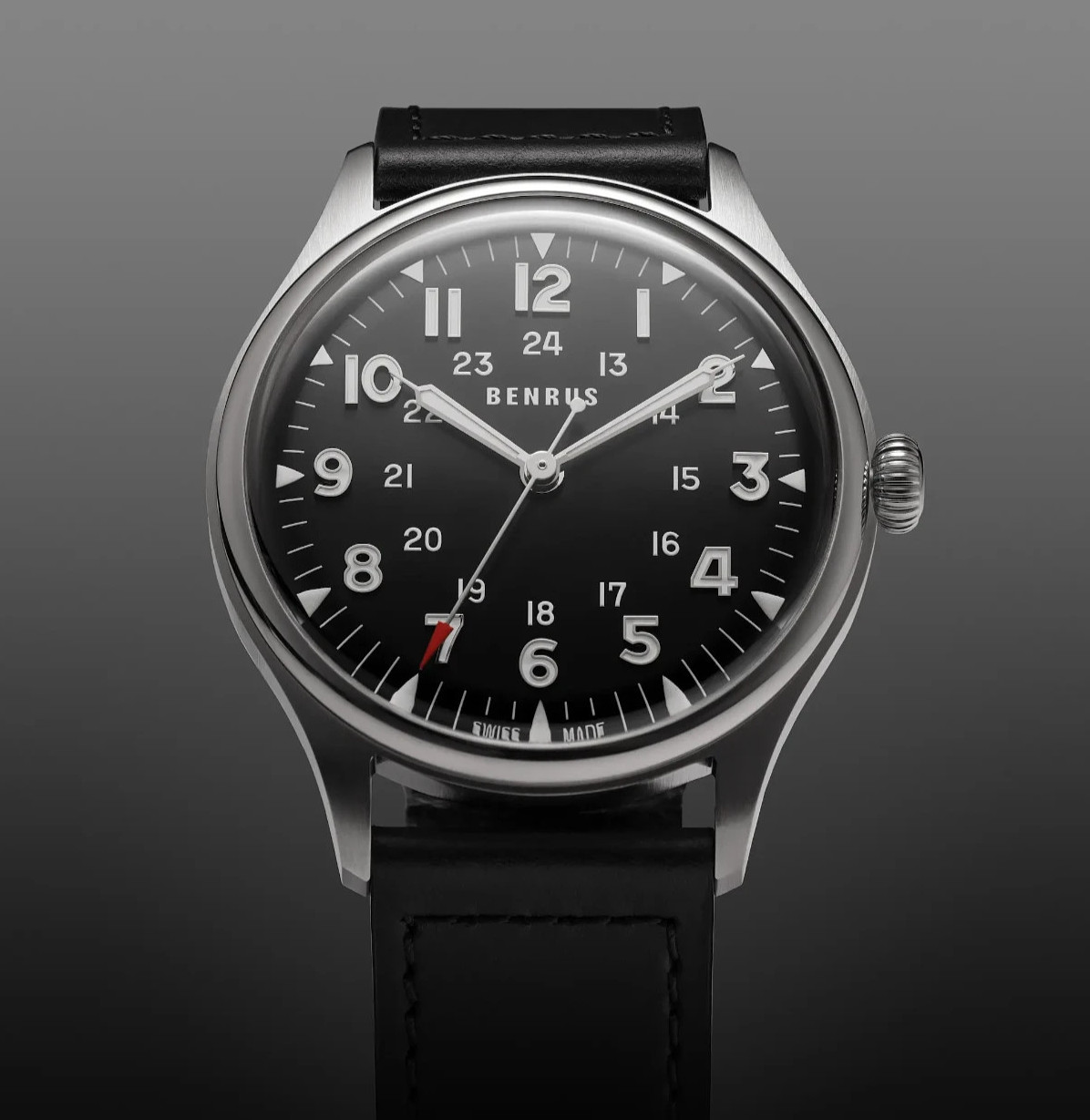 BENRUS 3061 BU Swiss Made ETA 2892 100M Automatic Men’s Watch 39.5mm Black Dial