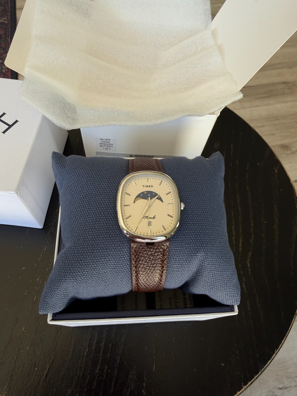 Noah x Timex Moon Phase Watch Silver Stainless Steel Brown Leather Brand New✅✨