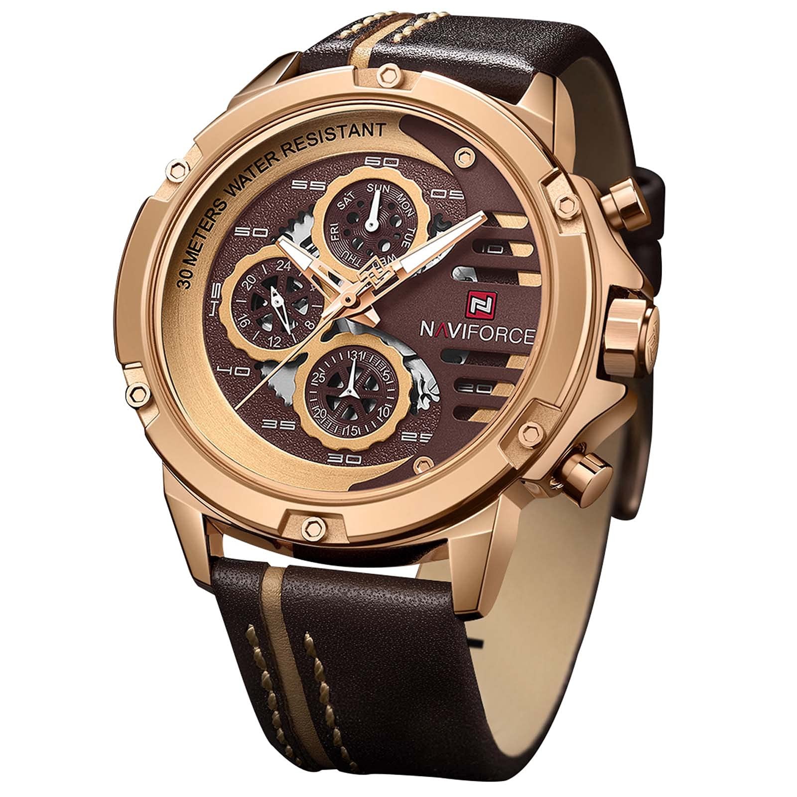 Mens Military Watches Sport Waterproof Quartz Leather Casual Date Luxury Wris…