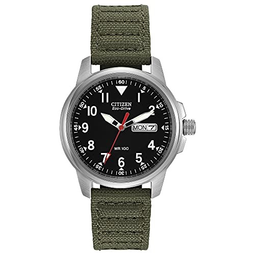 CITIZEN BM8180-03E Eco-Drive Field Watch Black Dial Green Strap New Japan New