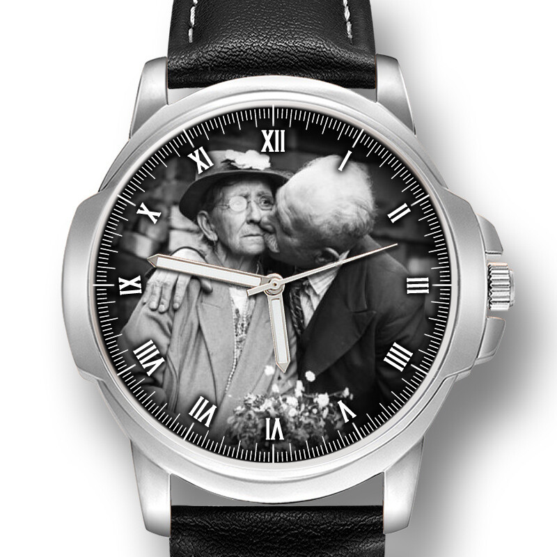 CUSTOM ENGRAVED GENTS MENS PHOTO WRIST WATCH ANNIVERSARY VALENTINE’S BEST GIFT