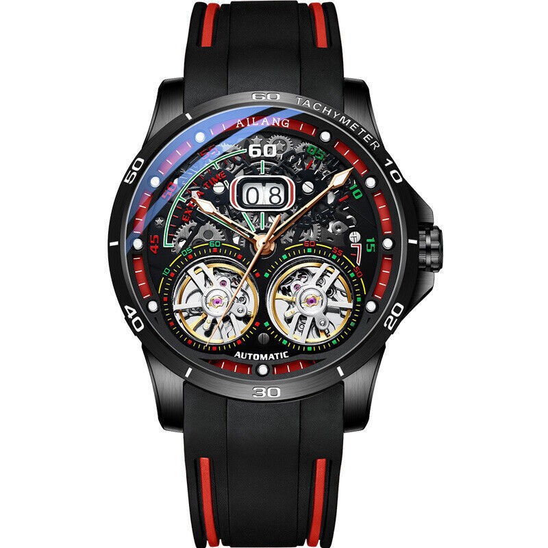 AILANG Men’s Watch Double Tourbillon Automatic Mechanical Wristwatches New