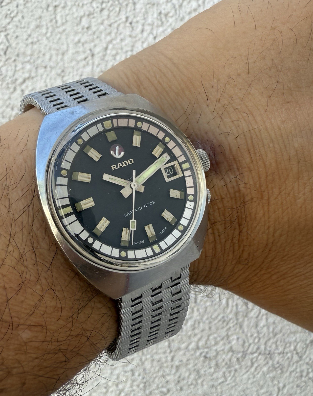 Vintage Rado Captain Cook Diver Automatic Steel 1960s Watch Rotating Bezel