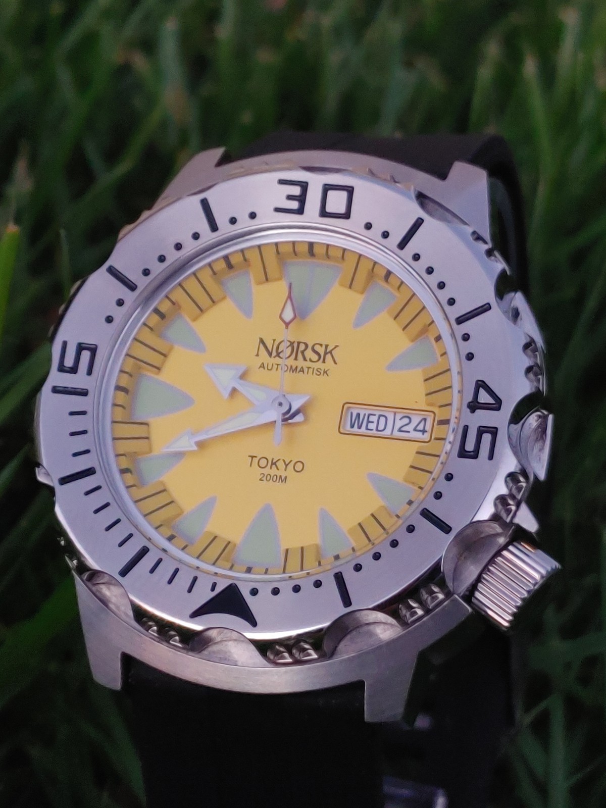 Automatic Sea Monster Watch, Norsk, Diver, Seiko NH36a movement Yellow LAST ONE