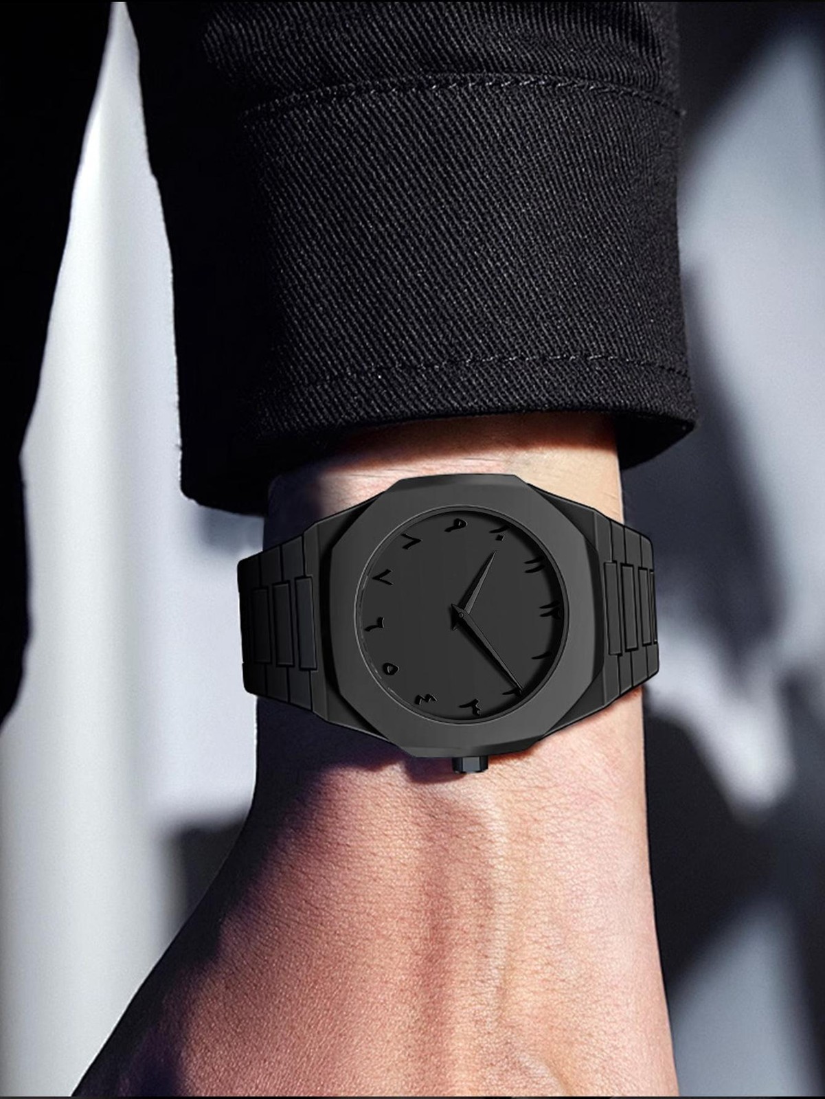 New Fashionable Men’s Watch Simple Black Male Quartz Watches Arabic digital.
