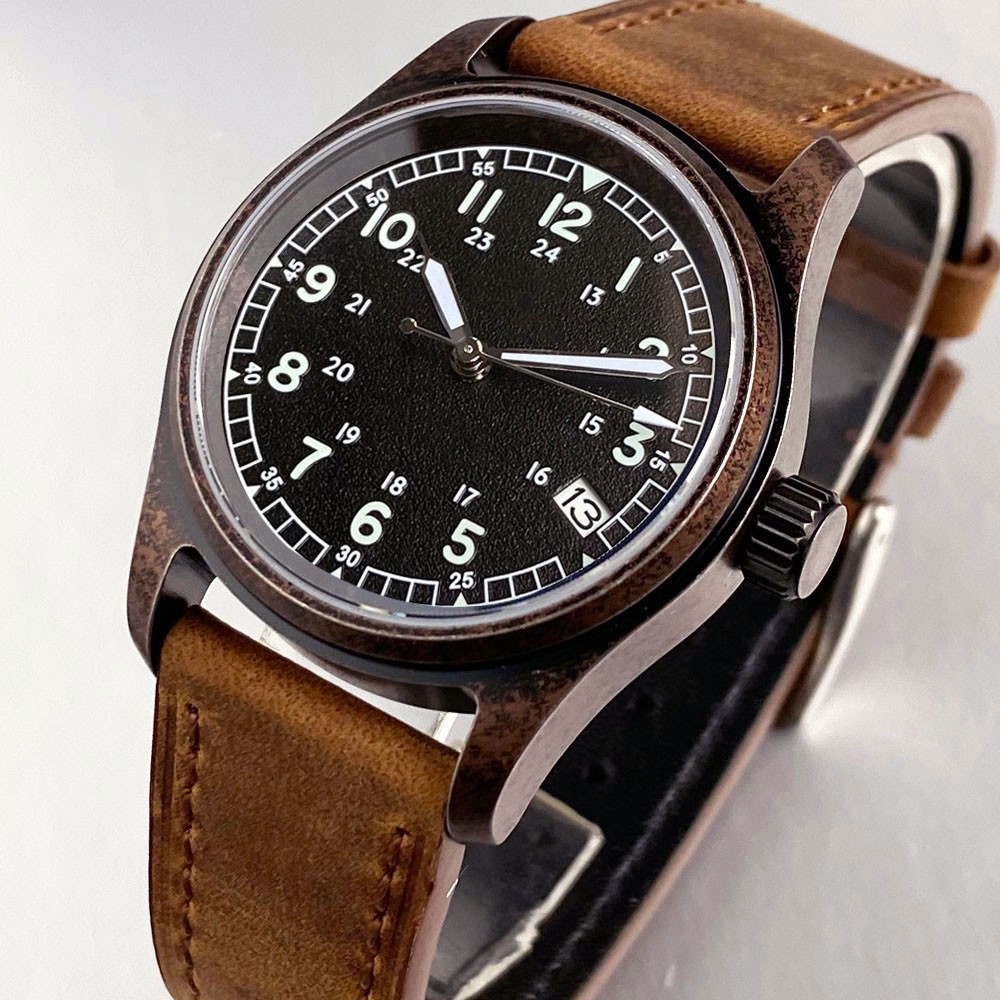Copper Plating Tandorio 36mm Pilot Sapphire 20ATM Lume Automatic NH35 Men Watch