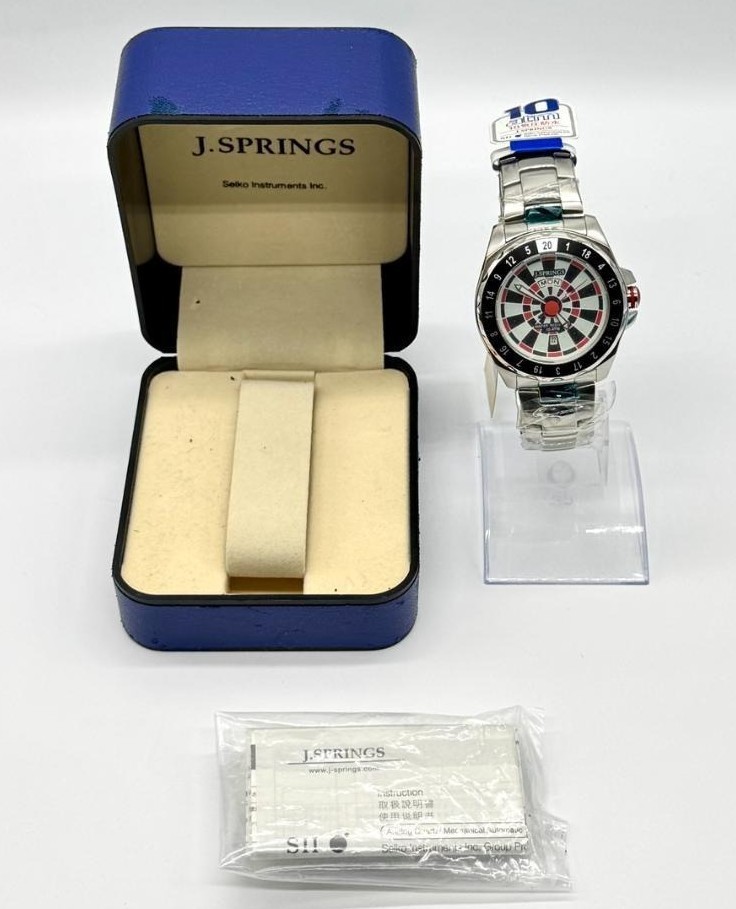 SEIKO J.SPRINGS BBJ004 men Day/Date dart board Dial Watch Japan w/box – Rank B